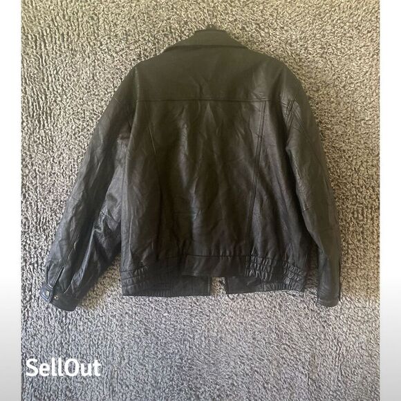 Junction West Men's Biker Jacket Black Leather Size L Full Zip Pockets - Picture 2 of 11